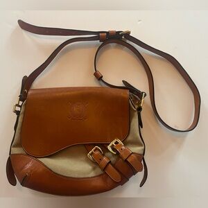 Vintage Lauren Ralph Lauren Caramel Leather Saddle Crossbody Equestrian